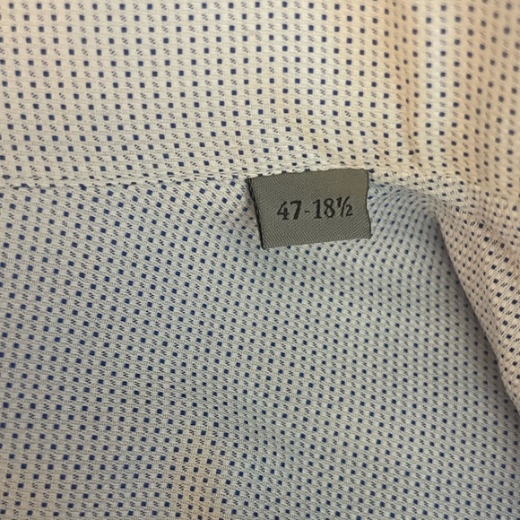 Canali White with blue specs Long Sleeve Button-Up Shirt Sz 18 1/2 - Picture 5 of 6